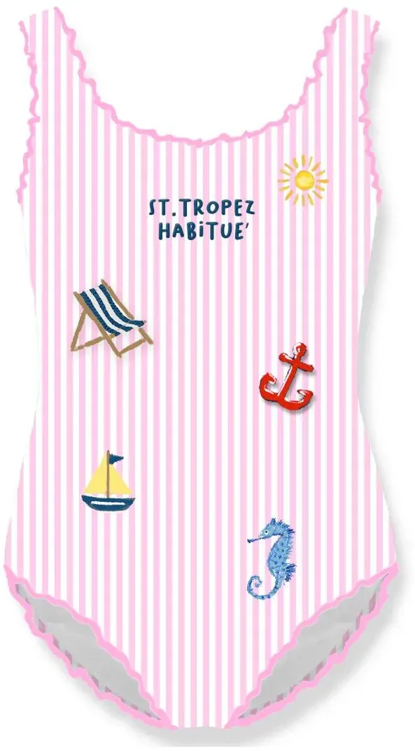 MC2 Saint Barth Clio Classic One Piece Frou Frou st tropez habitue stripes 21 emb (03252L) 8 yrs