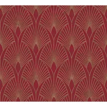 ascreation Vliestapete New Walls Art Deco Muster Glänzend Leicht Strukturiert Rot Gold FSC®