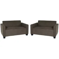 Mendler Sofa-Garnitur Couch-Garnitur 2x 2er Sofa Lyon Stoff/Textil ~ braun
