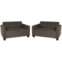 Mendler Sofa-Garnitur Couch-Garnitur 2x 2er Sofa Lyon Stoff/Textil ~ braun
