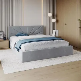 Fdm Polsterbett grau Holzwerkstoff, 140x200 cm Schlafzimmer, Betten, Polsterbetten
