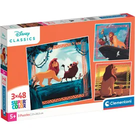 CLEMENTONI König der Löwen Puzzle 3 x 48 Teile - Puzzle Disney 32 x 22 cm für Kinder ab 5 Jahre - buntes Kinderpuzzle mit besonderer Leuchtkraft & Farbintensität 25323