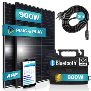 Black Frame 900/800W Solaranlage mit 800W Ecoflow Micro Wechselrichter 2 x 450 W