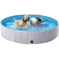 Yaheetech Hundepool Schwimmbad Hundeplanschbecken 140x30 cm Hundebad Doggy Pool Haustierpool Wasserbad PVC-rutschfest mit Ablassventil