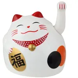 Superfreak Glückskatze - Maneki-Neko - rundliche Winkekatze 8 cm - weiß