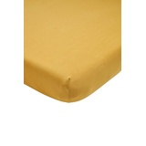 Meyco Home Basic Jersey Uni Spannbettlaken Doppelbett (Bettlaken mit weicher Jersey-Qualität, aus 100% Baumwolle, perfekte Passform durch Rundum-Gummizug, Maße: 180 x 210/220 cm), Honig Gold