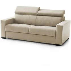 Dmora Festes Sofa Julia, 3-Sitzer-Sofa, 100% Made in Italy, Sofa-Wohnzimmer, aus gepolstertem Stoff, Cm 220x95h85, Beige