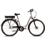 Saxonette E-Bike Advanced Plus, 3 Gang Shimano SHIMANO Nexus Schaltwerk, Nabenschaltung, Frontmotor, 375 Wh Akku, (mit Akku-Ladegerät), Damen E-Bike Cityrad mit Rücktrittbremse, integriertes Rahmenschloss silberfarben 45 cm