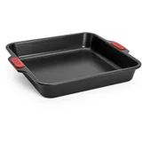 WOLL Bakeware Backform viereckig, 28 x 28 cm, mit hitzebeständigen Silikongriffen bis 230°C, PFAS-frei, zweilagige Antihaftbeschichtung, aluminisierter Stahl, schwarz