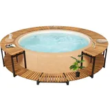 KOIECETA Akazienholz Massiv Whirlpool Verkleidung Witterungsbeständig Umrandung Poolumrandung Poolverkleidung 273x53cm Aluminiumrahmen, (V31009)
