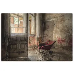 Wandbild ARTLAND "Lost Place - roter Sessel I", bunt (farbe bild(er): bunt), B:90cm H:60cm, Bilder, als Alubild, Outdoorbild, Leinwandbild, Poster, Wandaufkleber