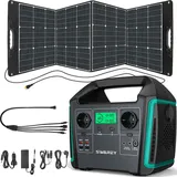 SWAREY 1000W(Spitzenwert 1500W) Tragbarer Stromerzeuger Ladegeräte S1000 Power Station Mit 200W Solarpanel Solar Panel , 725,76Wh 201600mAh Lithiu...