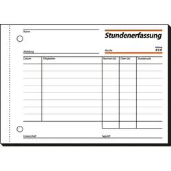 Sigel Stundenerfassung A6 quer 60g/qm mit Blaupapier 50 Blatt