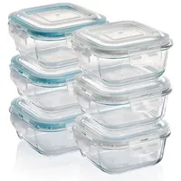 GRIZZLY Glas Frischhaltedosen, Set 6x 520 ml, luftdicht, quadratisch,
