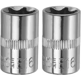 QUARKZMAN 3/8" x E16 Torx Bit Set, 2 Stück Torx Nuss Set Schrauber Sechskant Steckschlüsseleinsätze, Antrieb Tiefnuss Stern-Stecknuss für Auto Reparaturen Hauswartung DIY Handarbeit