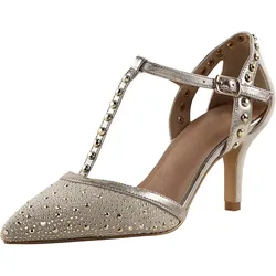 Pumps HEINE, Damen, Gr. 39, gold (goldfarben), Leder, Textil, feminin, Schuhe Spangenpumps