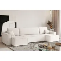 Kaiser Möbel Ecksofa mit schlaffunktion und bettkasten, Sofa U-form,Couch U-form BEST stoff Neve Ecru - Beige