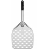 HENDI Pizzaschaufel eckig, perforiert, kurzer Griff, Pizzaschieber, Brotschieber, 660x305mm, eloxiertem Aluminium