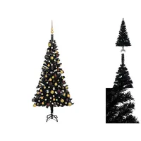 vidaXL Künstlicher Weihnachtsbaum Beleuchtung & Kugeln Schwarz 120cm PVC