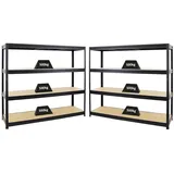 Proregal Mega Deal 2x Schwerlastregal Dino HxBxT 180x200x60cm Fachlast 500kg Schwarz, Metall, Rechteckig, 400x180x60 cm Freizeit, Heimwerken, Werkstatt, Schwerlastregale