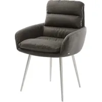 DeLife Esszimmerstuhl Abelia-Flex mit Armlehnen Mikrofaser Anthrazit Vintage 4-Fuß