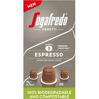 Segafredo Zanetti 80 kompostierbare Espressokapseln Nespresso, Stark und Cremig - 8 Packungen mit 10 Kapseln