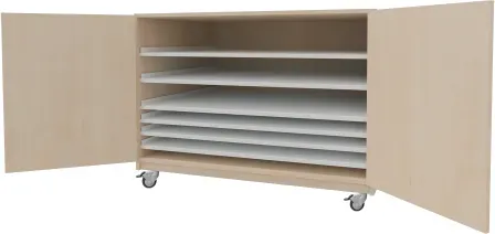 Bildertruhe fahrbar mit 6 Böden