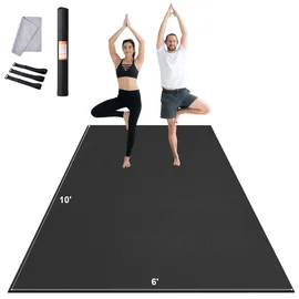 Vevor Trainingsmatte, rutschfeste, hochdichte Premium-Yogamatte, Trainings-Yogamatte für Männer und Frauen, Fitness- und Trainingsmatte mit Tasche und Tragegurt, für alle Arten von Heim-Yoga, Pilates und Bodentraining (3 x 1,8 m)