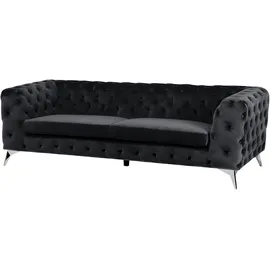 Beliani Couch Samtstoff 3-Sitzer Schwarz