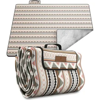 Veddelholzer 200 x 200 cm Boho Picknickdecke wasserdicht, sandfeste Stranddecke XXL isoliert & gepolstert Ideal für Outdoor, Camping, Strand, Park,