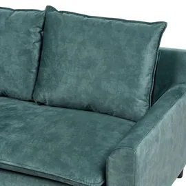 Beliani Ecksofa Blaugrün aus Samtstoff L-Förmig Rechtsseitig Universal Traditionell Wohnzimmer - Blau/Schwarz