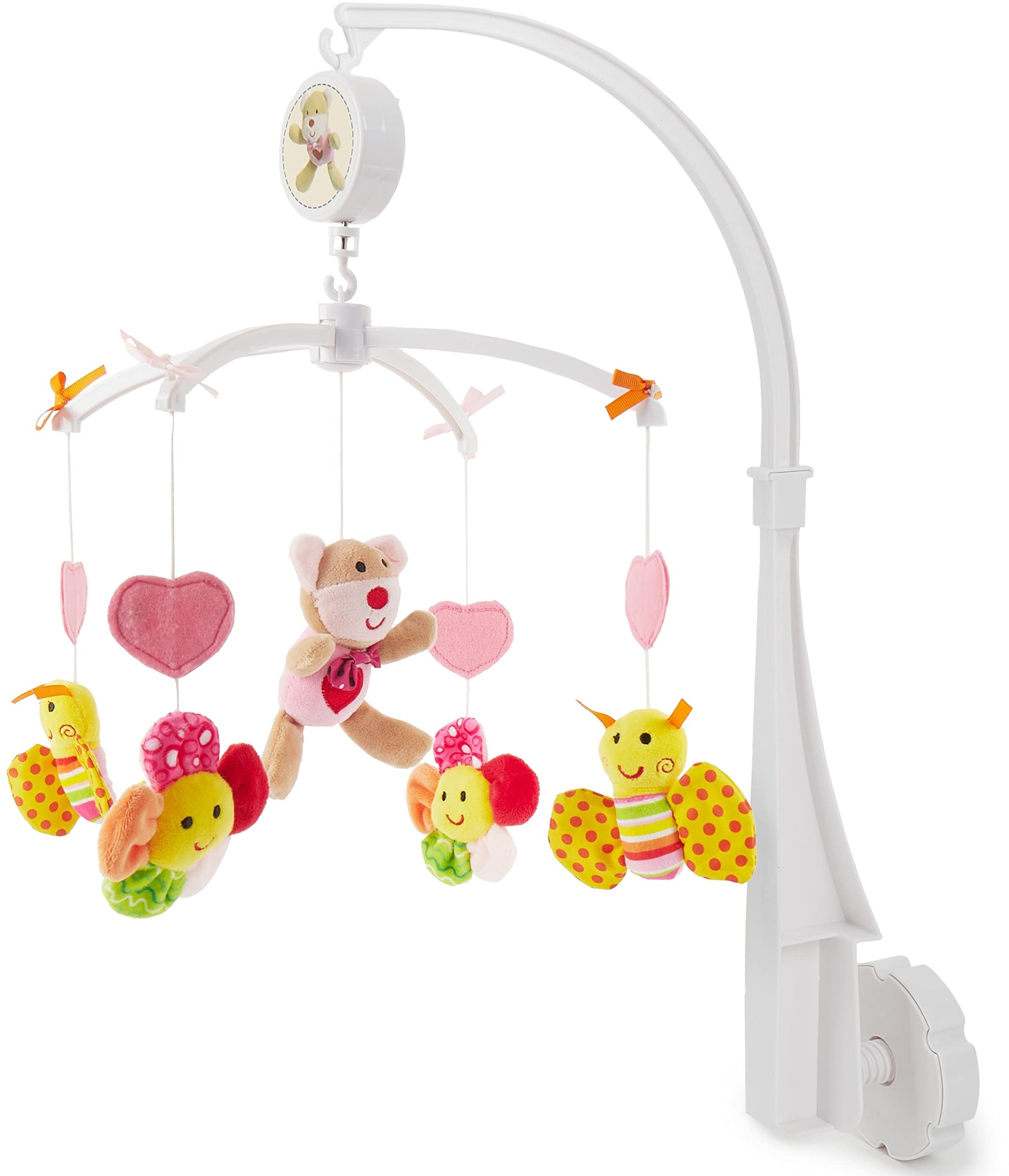 Bieco Musik Mobile Baby | Design Bärchen Pink | Ø 31 cm, Höhe 62 cm | Baby Einschlafhilfe | Spieluhr Baby | Babybett Spielzeug | Mobile Baby Musik | Baby Toys 0-6 Months | Spielt die Melodie LaLeLu
