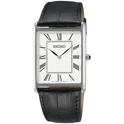 Seiko Herren uhr Seiko silber farbend - edelstahl und leder Herrenuhren   