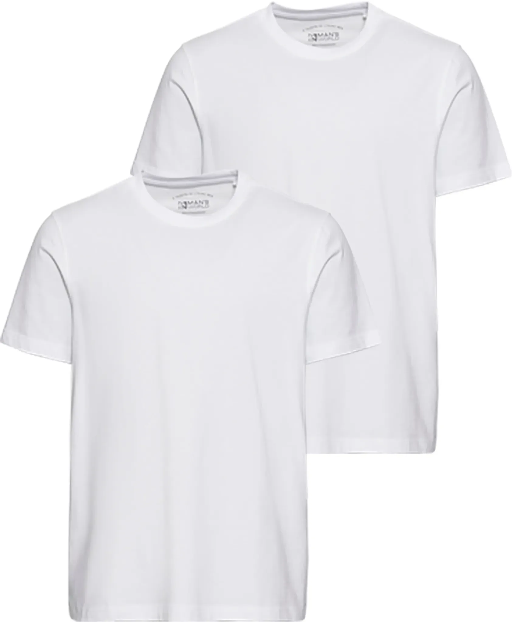 Rundhalsshirt MAN'S WORLD, Herren, Gr. L (52/54), weiß (2x weiß), Single Jersey, Obermaterial: 100% Baumwolle, unifarben, Basic, normal, Rundhals, normaler Saum, Shirts Rundhalsshirt, Kurzarm, unifarben, Rundhals, aus Baumwolle