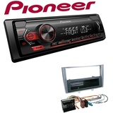 Pioneer 1-DIN Autoradio USB AUX Android Set für Peugeot 308 2007-2009 silber