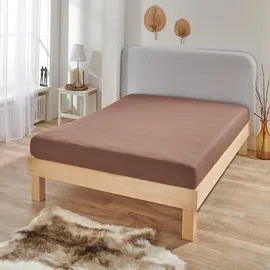 BettwarenShop Spannbettlaken Jersey-Elasthan 120 x 200 - 130 x 220 cm braun