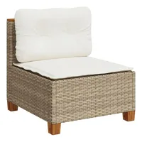 vidaXL Gartensofa ohne Armlehnen mit Kissen Beige Poly Rattan