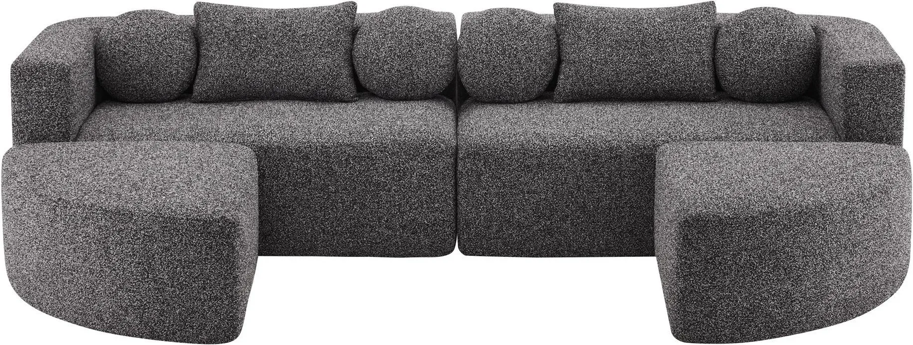 Modulare Schlafcouch mit Schlaffunktion, hochelastischer Schwamm und Taschenfederkern, 292x165x68 cm, Schwarz