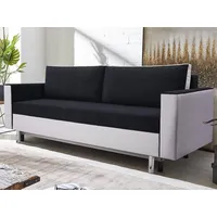 Beautysofa 3-Sitzer MALTA, Polstersofa aus Webstoff + Kunstleder, mit Schlaffunktion und Bettkasten schwarz