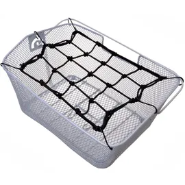 Filmer Gepäcknetz dehnbar – für Velokörbe, Gepäckträger & Einkäufe – 25x25cm (bis 50x50cm dehnbar) – 6 Haken – Gummi-Metall – robust & platzsparend