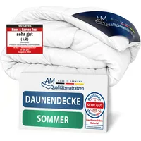 DormiGood Sommerdecke Daunen 140x220cm - Made in Germany - 100% Extraweiche Daunen - Atmungsaktive Daunendecke 140x220 cm - Oeko-TEX zertifizierte Federbettdecke 140x220cm - Bettdecke 140x220