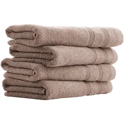 Handtuch UNCOVER BY SCHIESSER "Brooklyn mit dezenter Bordüre in Hoch-Tief-Optik", grau (taupe), B:50cm L:100cm, Frottier, Frottier, Handtücher (Packung), Made in Green