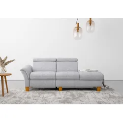 Recamiere HOME AFFAIRE "Lindgren", silber, B:206cm H:84cm T:93cm, 100% Polyester, Sofas, wahlweise motorische TV-Funktion, Bettkasten und Kopfteilverstellung