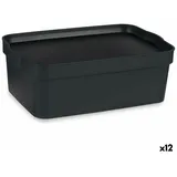 Kipit Aufbewahrungsbox mit Deckel Anthrazit Kunststoff 6 L 21 x 11 x 32 cm (12 Stück)