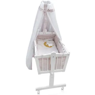 VitaliSpa® Babybett, Weiß/Beige, 100 x 77 cm mit Rollen beige|grau