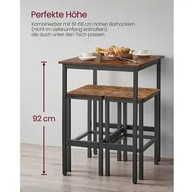 VASAGLE Stehtisch quadratisch 60 x 60 x 92 cm Braun/Schwarz