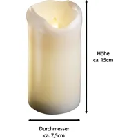 Novaliv große LED Stumpenkerze 7,5 cm Durchmesser 15 cm weiß