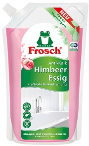 Frosch Kalkreiniger Antikalk Himbeeressig, Kraftvoller Badreiniger für alle glatten Oberflächen, 950 ml - Nachfüllbeutel