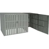 Hhg - 1er Wpc-mülltonnenverkleidung Erweiterung 972, Mülltonnenbox, Metall Holzoptik Grau