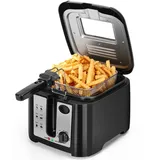 Aigostar Fritteuse 2,5 L mit Sichtfenster, Temperaturregelung (130-190 °C), 1650 W, Hochleistungsfritteuse, schnelles Frittieren, Temperaturregulierung - Olivia - mind. 14 Tage Rückgaberecht - 130x190